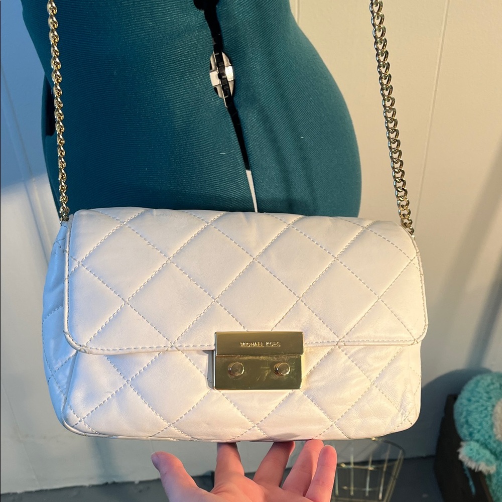Michael Kors White Quilted convertible Crossbody Bag
